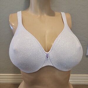Bali Bra 36D White Lilac Floral Underwire Unlined 3383